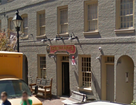 This is the modern bar where the Fourth Ward polls stood while Poe sat dying in front of it. 